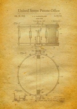 8 Snare Drum Patent 1939