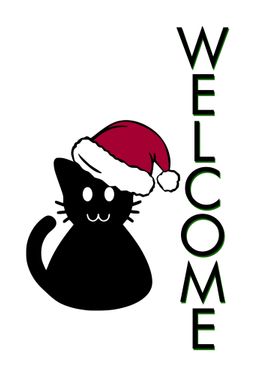 WELCOME SANTA CAT VERTICAL