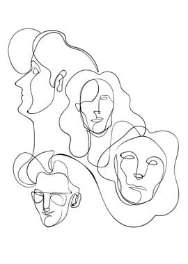 LineArt Abstract Faces