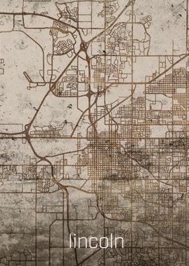 Lincoln Rusty Street Map