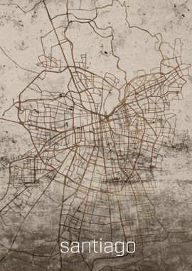 Santiago Rusty Street Map