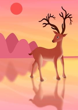 Deer Animal at sunset