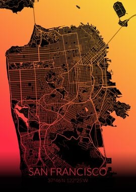 San Francisco Map Black