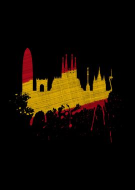 Barcelona Skyline Flag Art