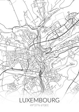 Luxembourg City Map White