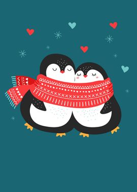 Cute Penguin Couple Love