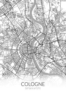 Cologne City Map White