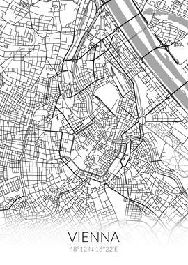 Vienna City Map White