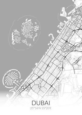 Dubai City Map White