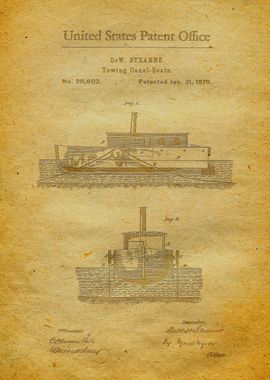 23 Tug Boat Patent Print