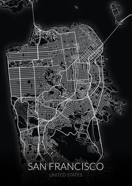 San Francisco Map Black