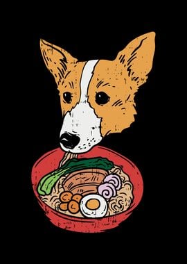 Corgi Eating Ramen