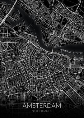 Amsterdam Map Black