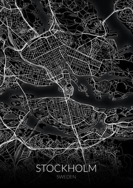 Stockholm Map Black