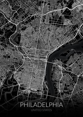 Philadelphia Map Black