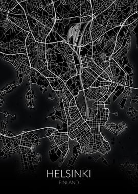 Helsinki Map Black