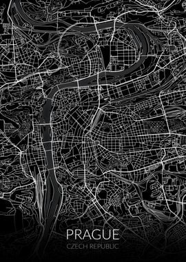 Prague Map Black