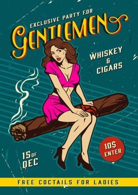 Retro Cigar Pin Up Girl