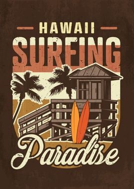 Retro Hawaii Surfing