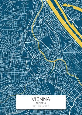 Vienna Map Blue Yellow