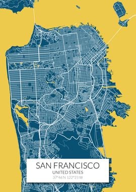 San Francisco Map Blue