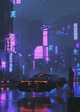 'Cyberpunk Hovercar' Poster, picture, metal print, paint by ...