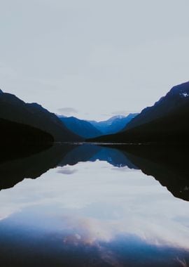 Mountains at lake reflect