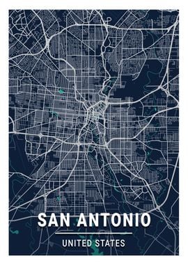 San Antonio Blue Dark Map