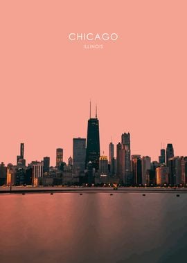 Chicago Skyline at Sunset