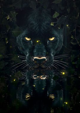 black panther in jungle 