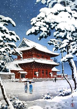 Zojoji Temple in Snow