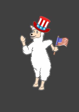 Patriotic Llama with hat