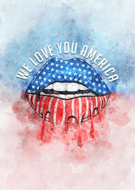 Lips with American Flag