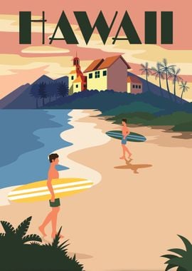 Hawaii retro poster