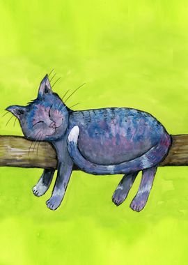 Sleeping purple cat