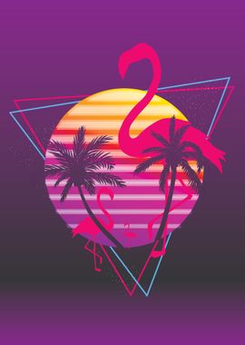 Flamingo Sunset Synthwave 