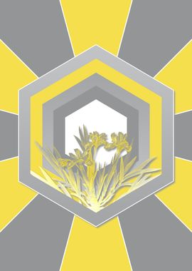 Gray and Yellow Flower Art