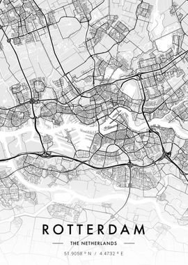 Rotterdam City Map White