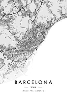 Barcelona City Map White