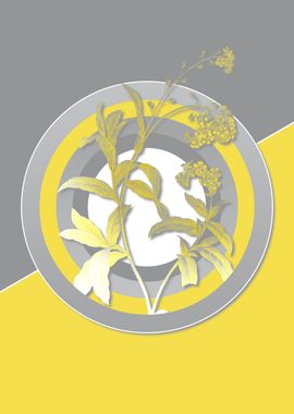 Gray and Yellow Flower Art