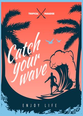 colored surfing catch wave