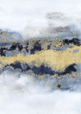 Navy Gold Abstract 08