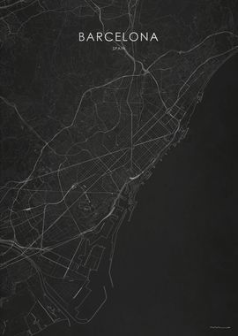 Silver Barcelona City Map