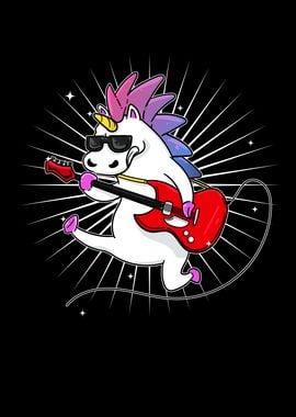 Unicorn with guitar rock