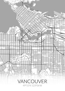 Vancouver City Map White