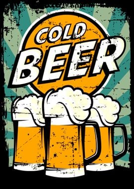 Cold Beer Retro Vintage