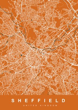 SHEFFIELD map UK Orange