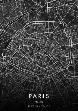 Paris City Map Dark