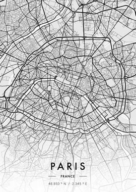 Paris City Map White