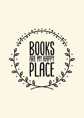 Books are my Happy Place Art Print | art on book page | bookworm gift |  bookish decor | wall decor | book art | bookish merch | book lover